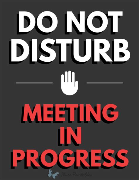 Do Not Disturb Meeting In Progress Sign Printable
